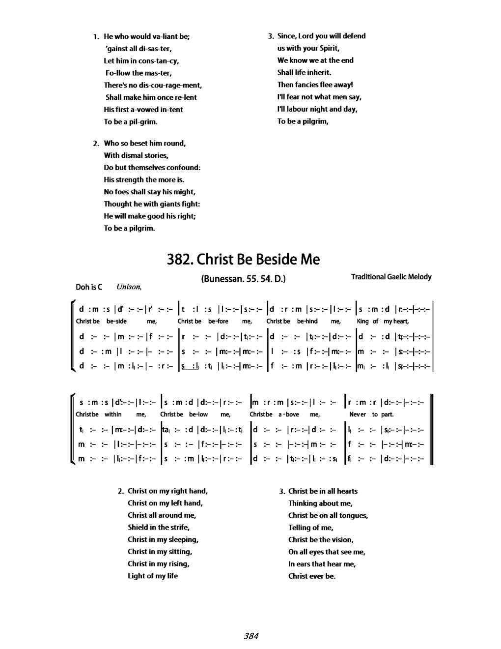 CH 382 Christ beside me, — Tonic Sol-Fa