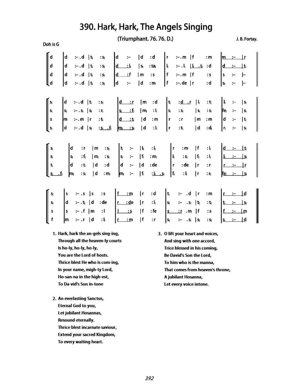 CH 390 Hark, hark the angels singing, — Tonic Sol-Fa