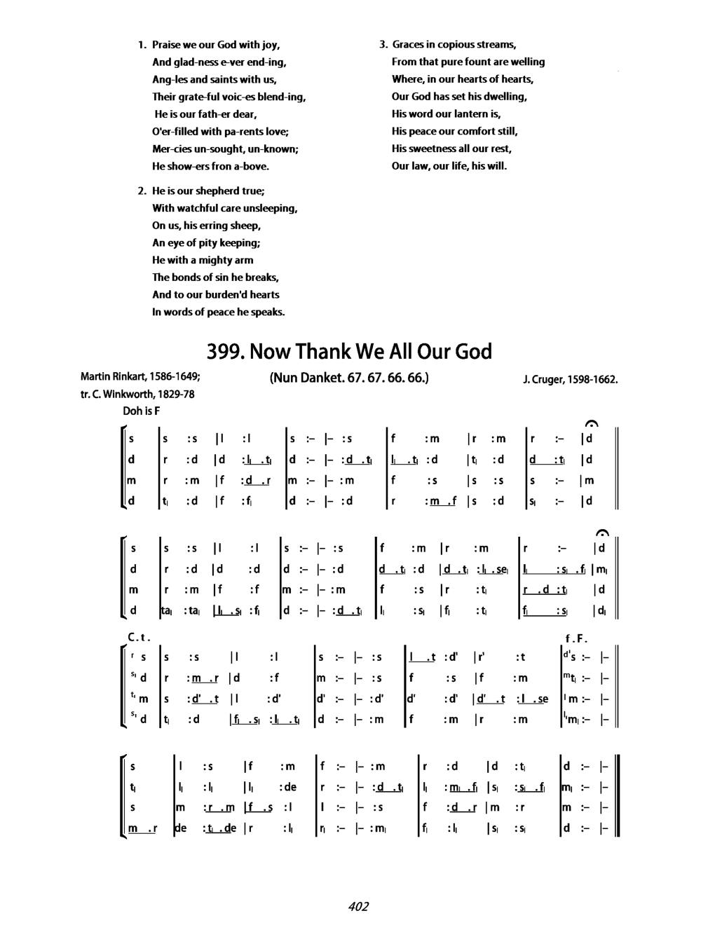 CH 399 Now thank we all our God, — Tonic Sol-Fa