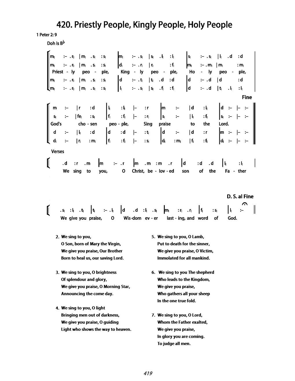 CH 420 Antiphon: — Tonic Sol-Fa