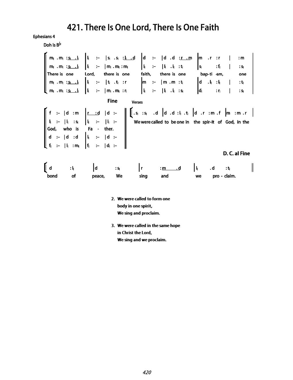 CH 421 Antiphon: — Tonic Sol-Fa