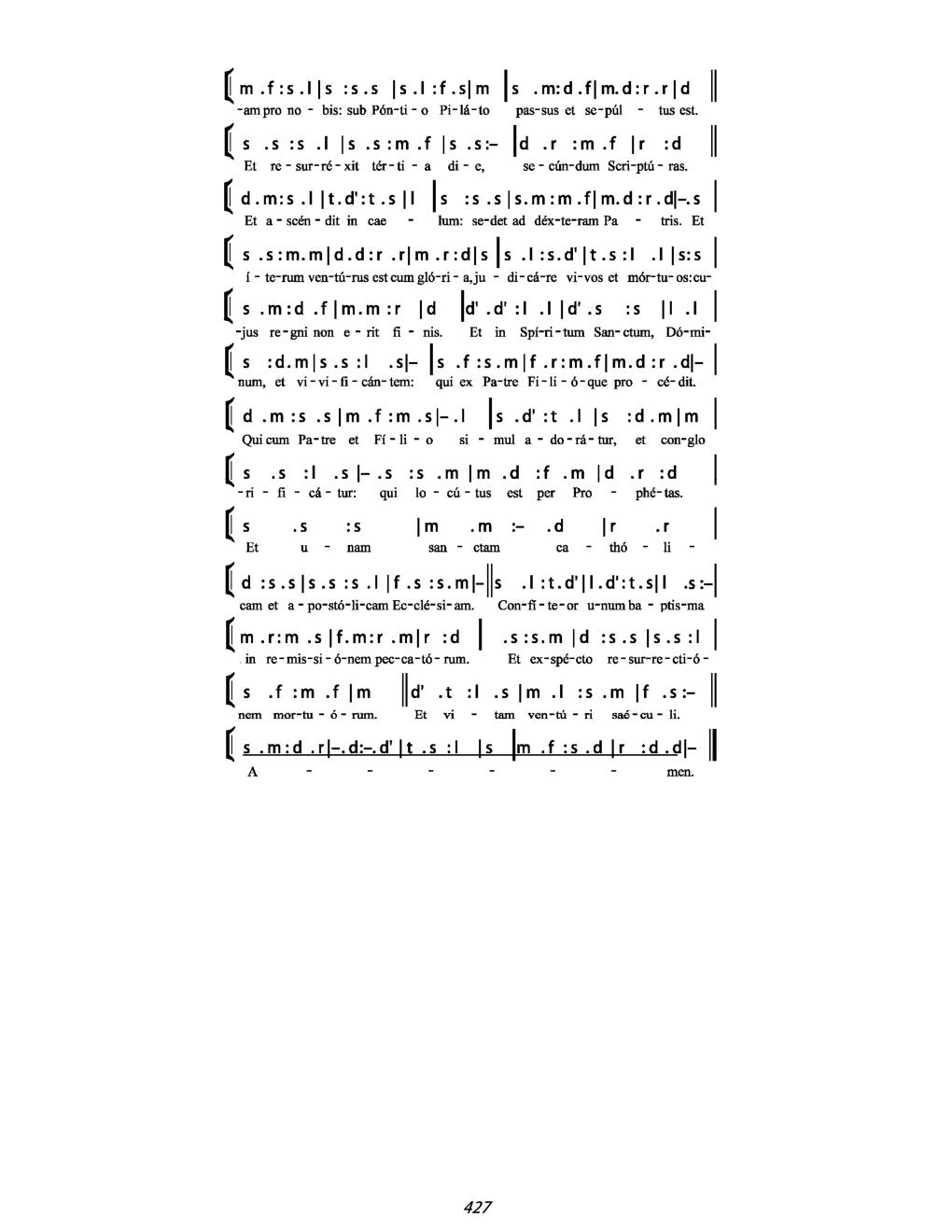 CH 428 Credo in unum Deum, — Tonic Sol-Fa