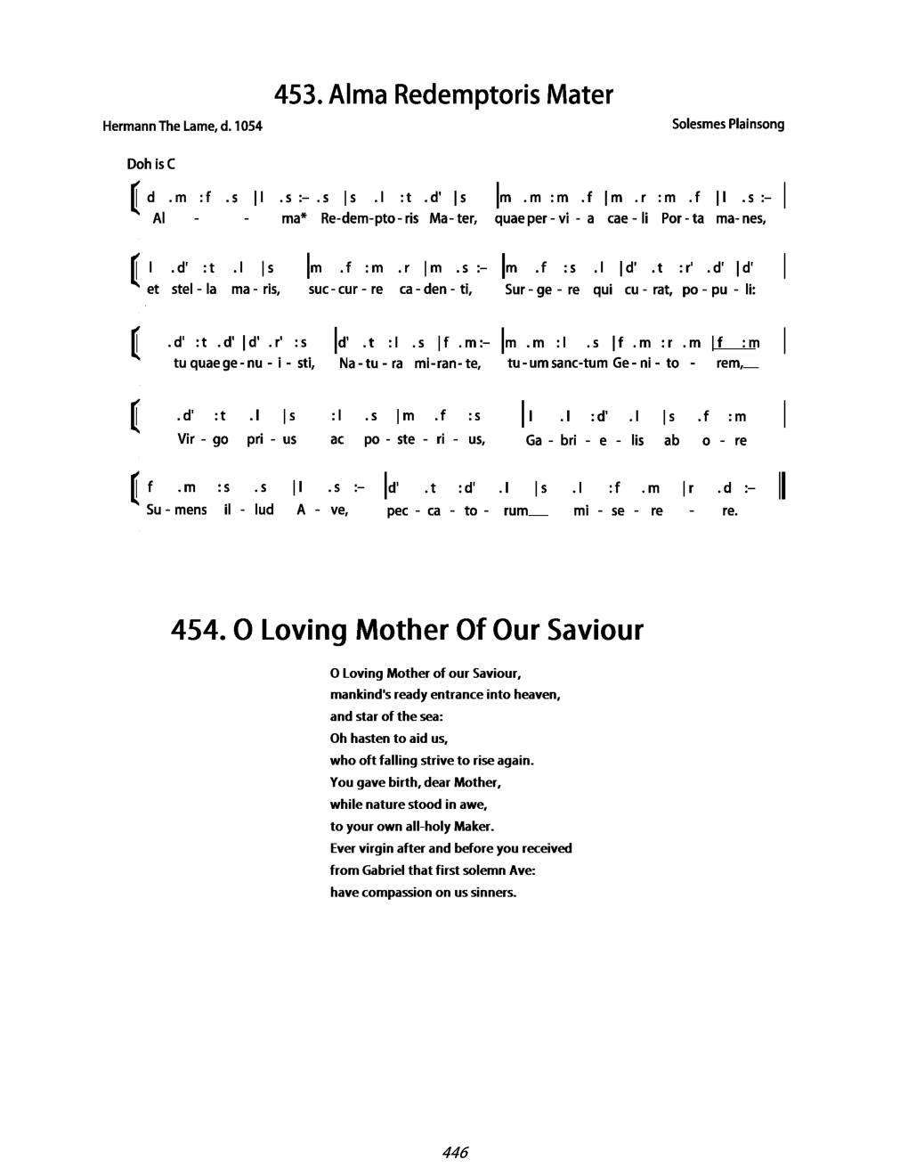 CH 453 Alma Redemptoris Mater, — Tonic Sol-Fa