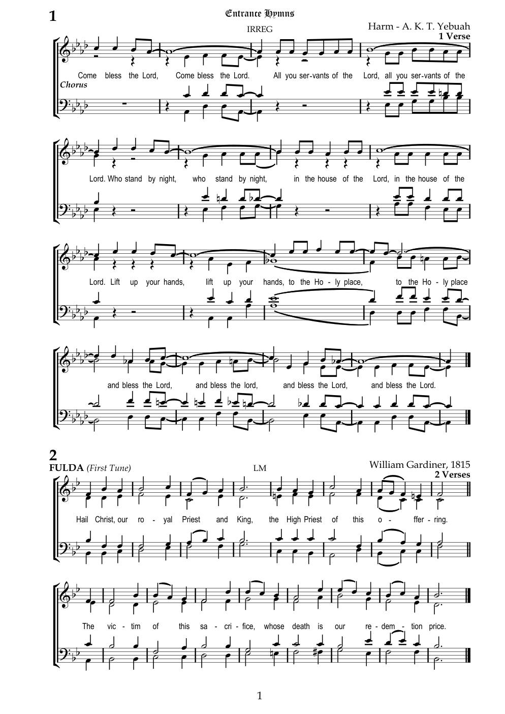 CH 2 Hail Christ, our royal Priest and King, — Staff Notation