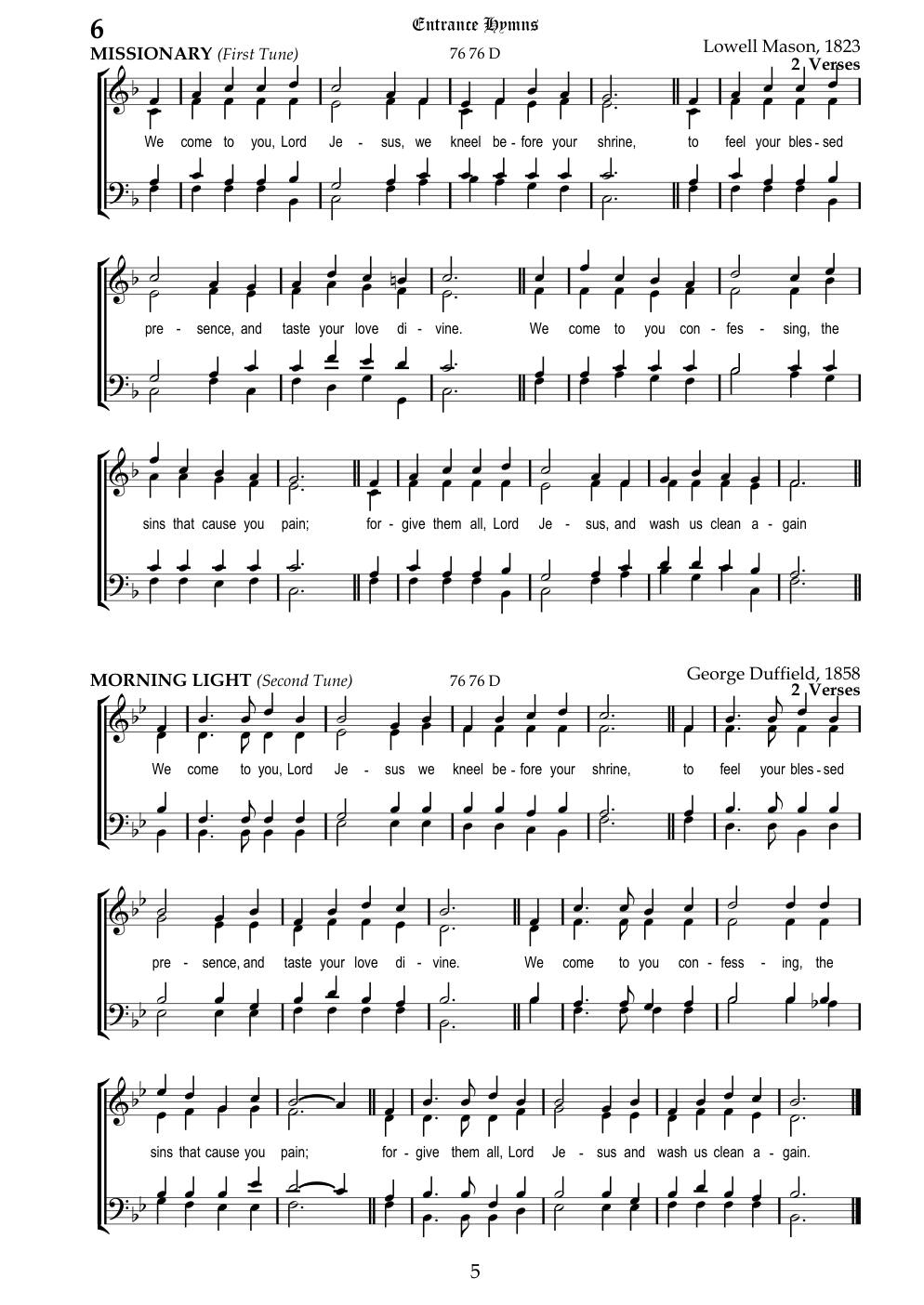 CH 6 We come to you, Lord Jesus, — Staff Notation