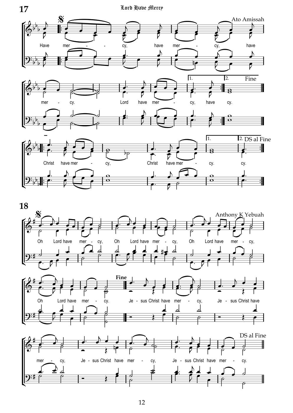 CH 17 Have mercy (3x) — Staff Notation