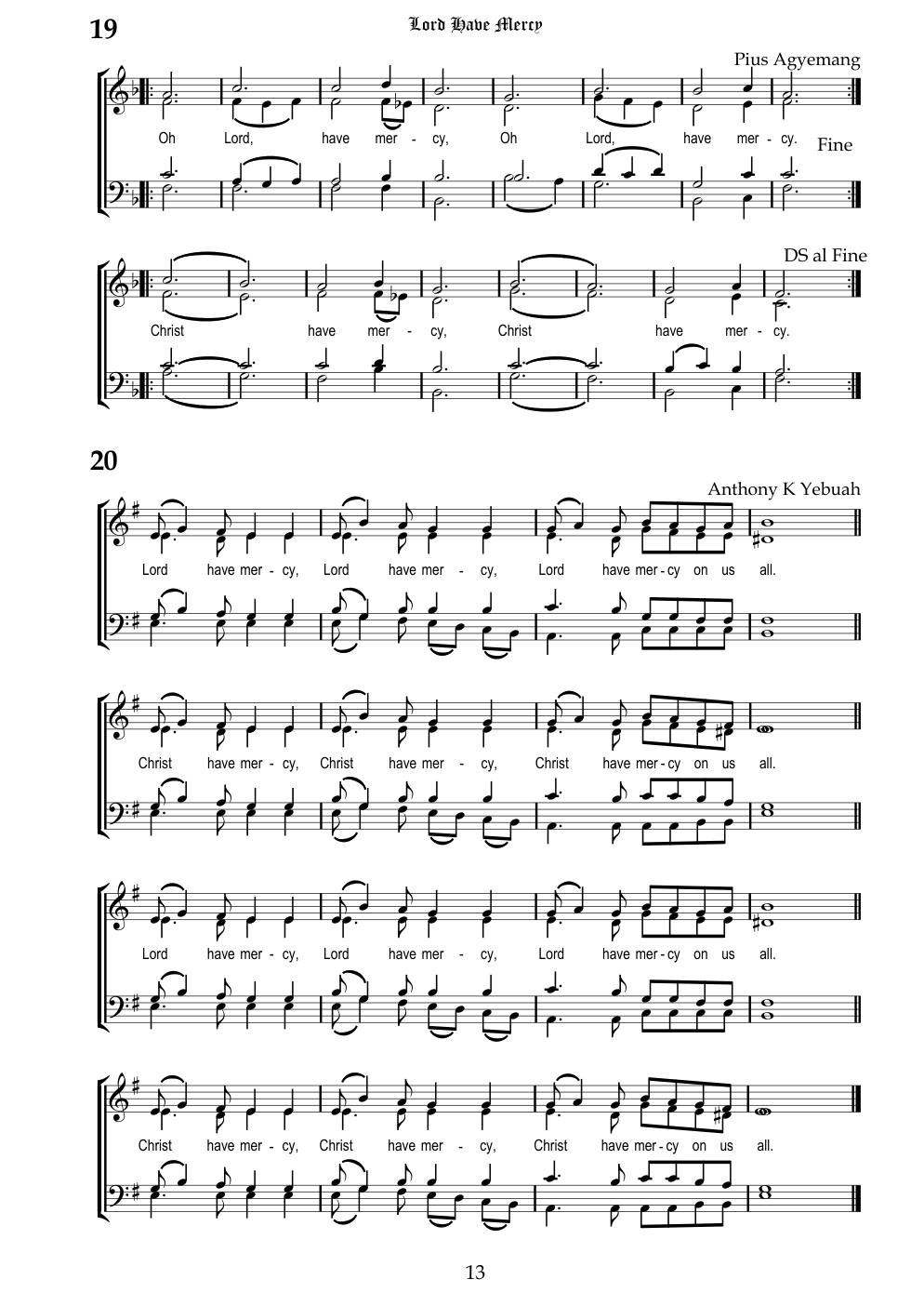 CH 20 Lord, have mercy (2x) — Staff Notation