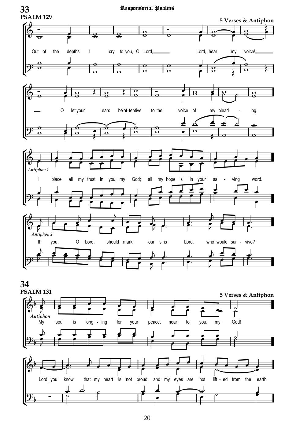 CH 33 Out of the depths I cry to you, O Lord, — Staff Notation