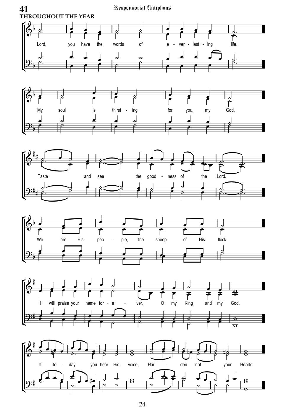 CH 41 Lord you have the words — Staff Notation