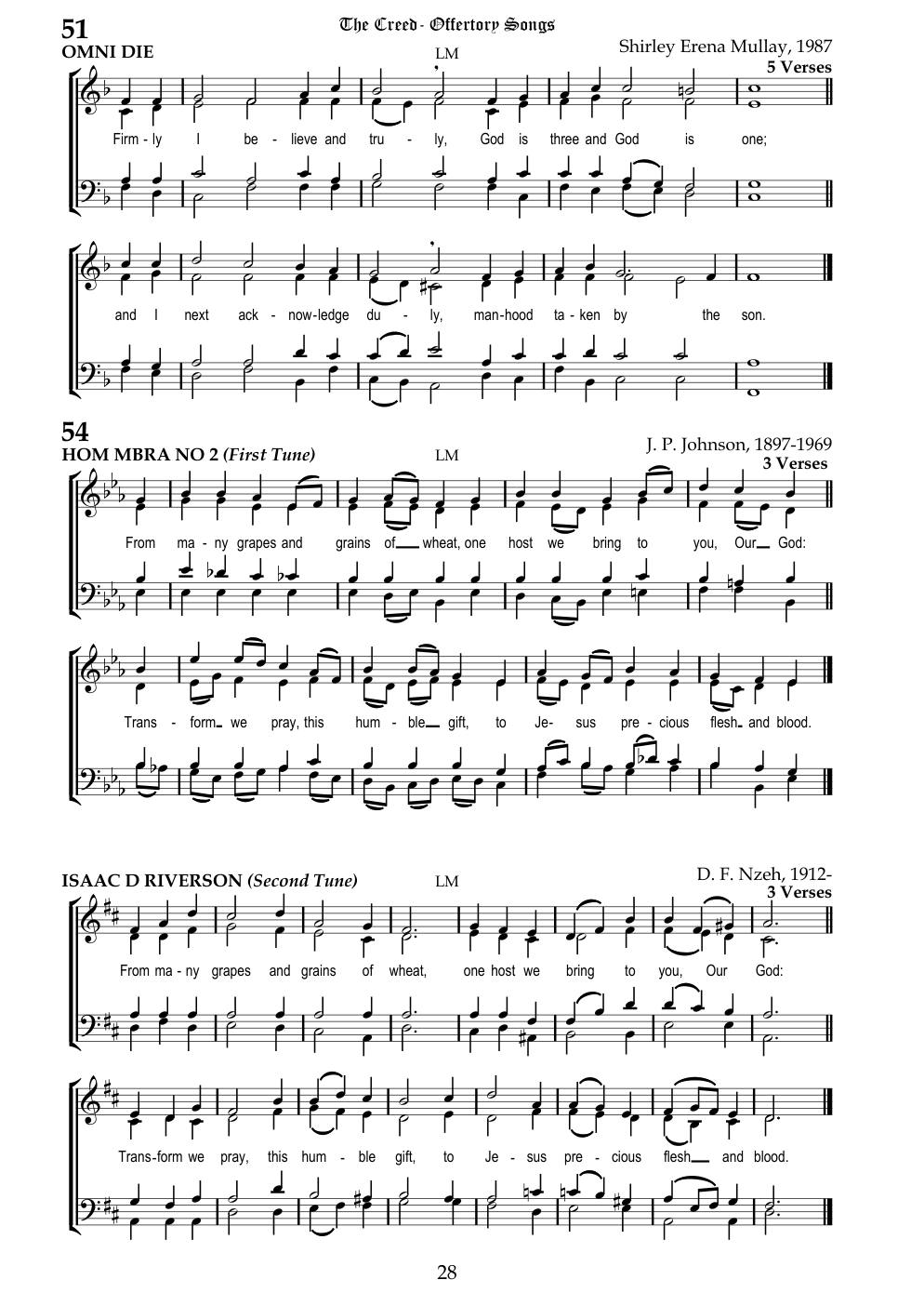 CH 54 From many grapes and grains of wheat, — Staff Notation