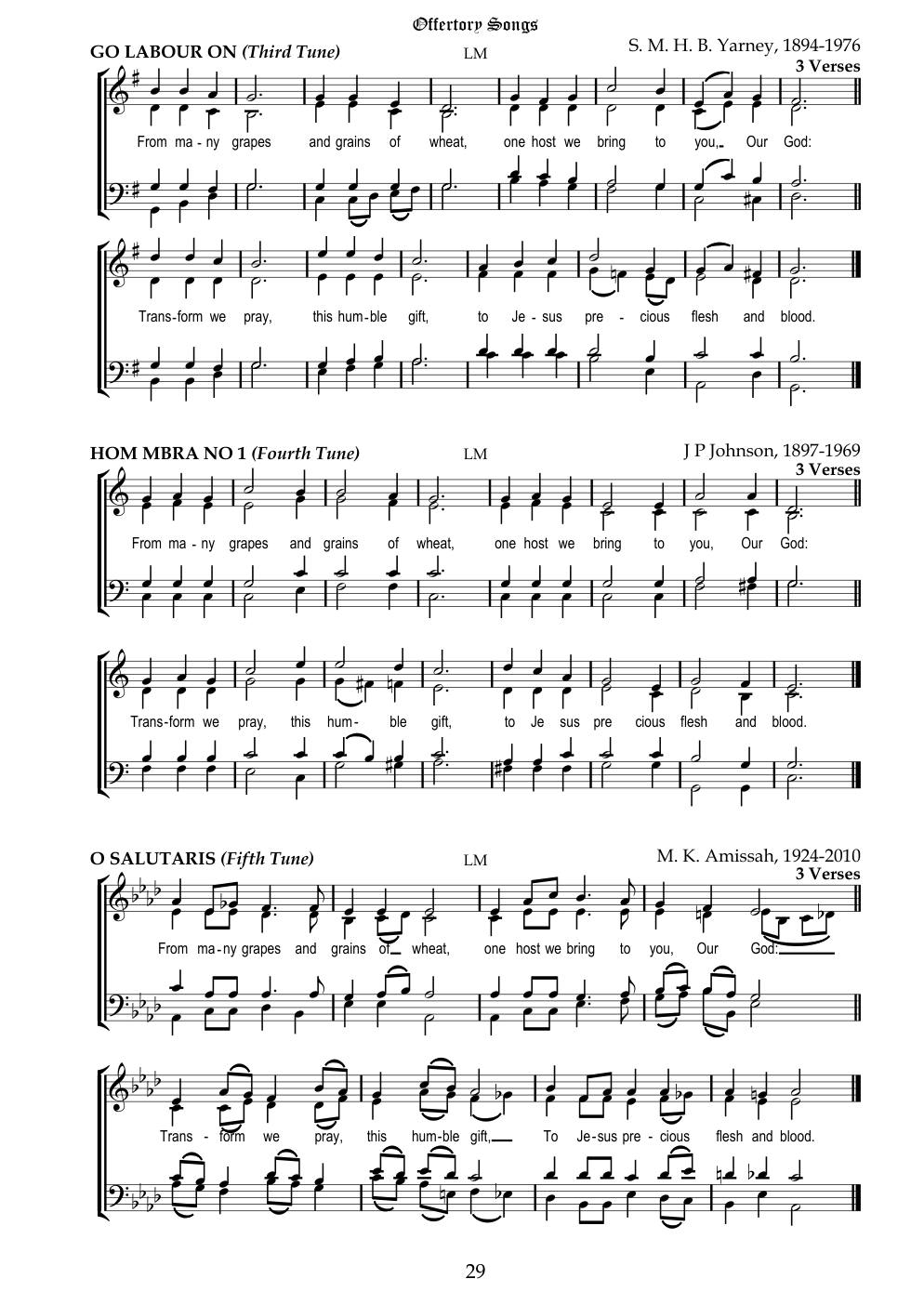 CH 54 From many grapes and grains of wheat, — Staff Notation