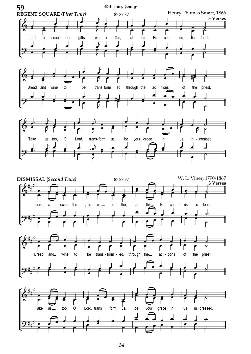 CH 59 Lord accept the gifts we offer — Staff Notation