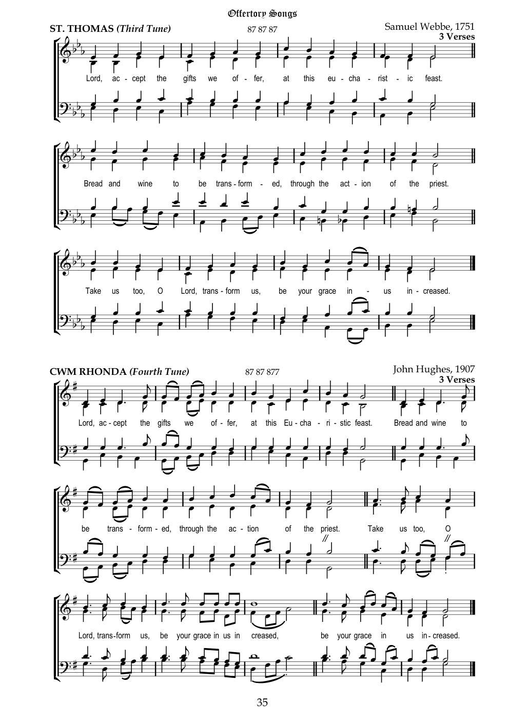 CH 59 Lord accept the gifts we offer — Staff Notation
