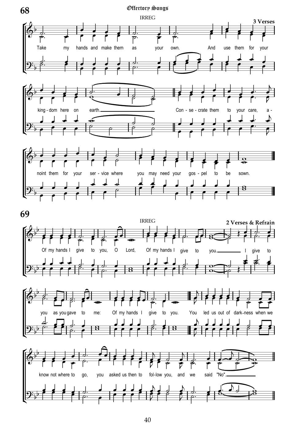CH 68 Take my hands and make them as your own, — Staff Notation