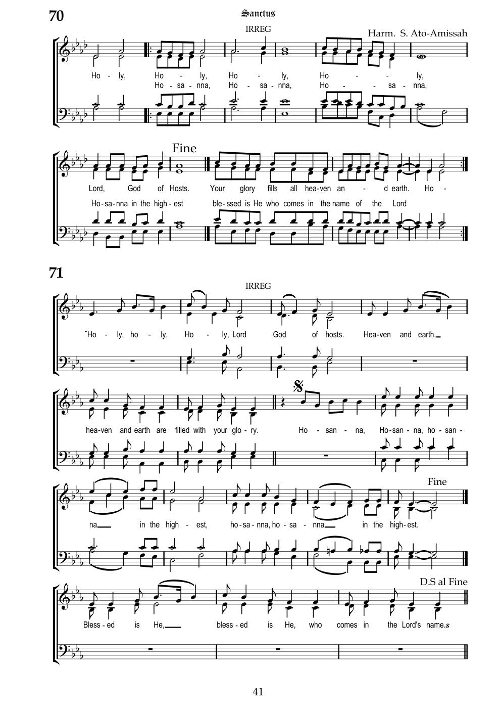 CH 71 C.  Holy, holy — Staff Notation