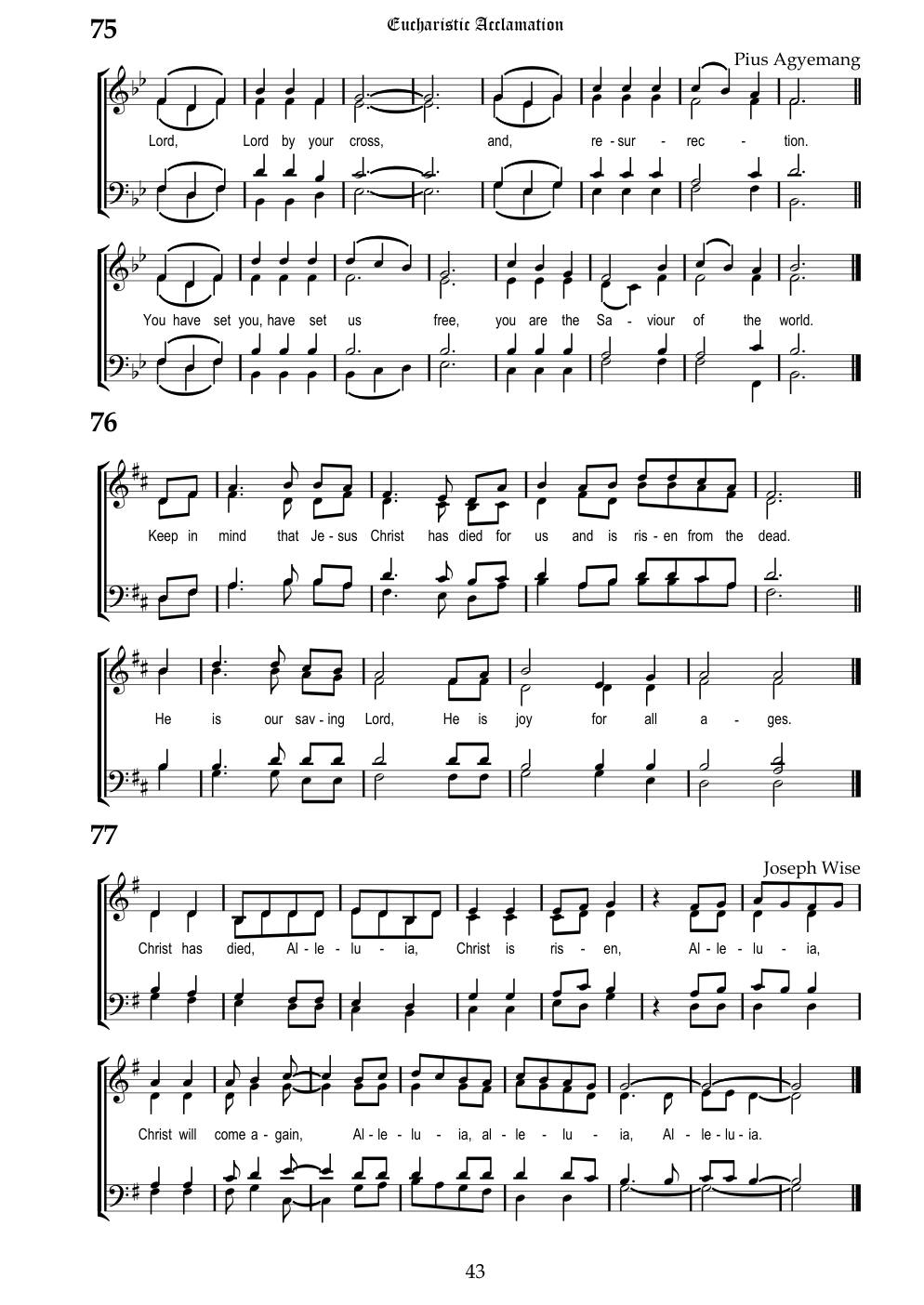 CH 76 Keep in mind that Jesus Christ — Staff Notation