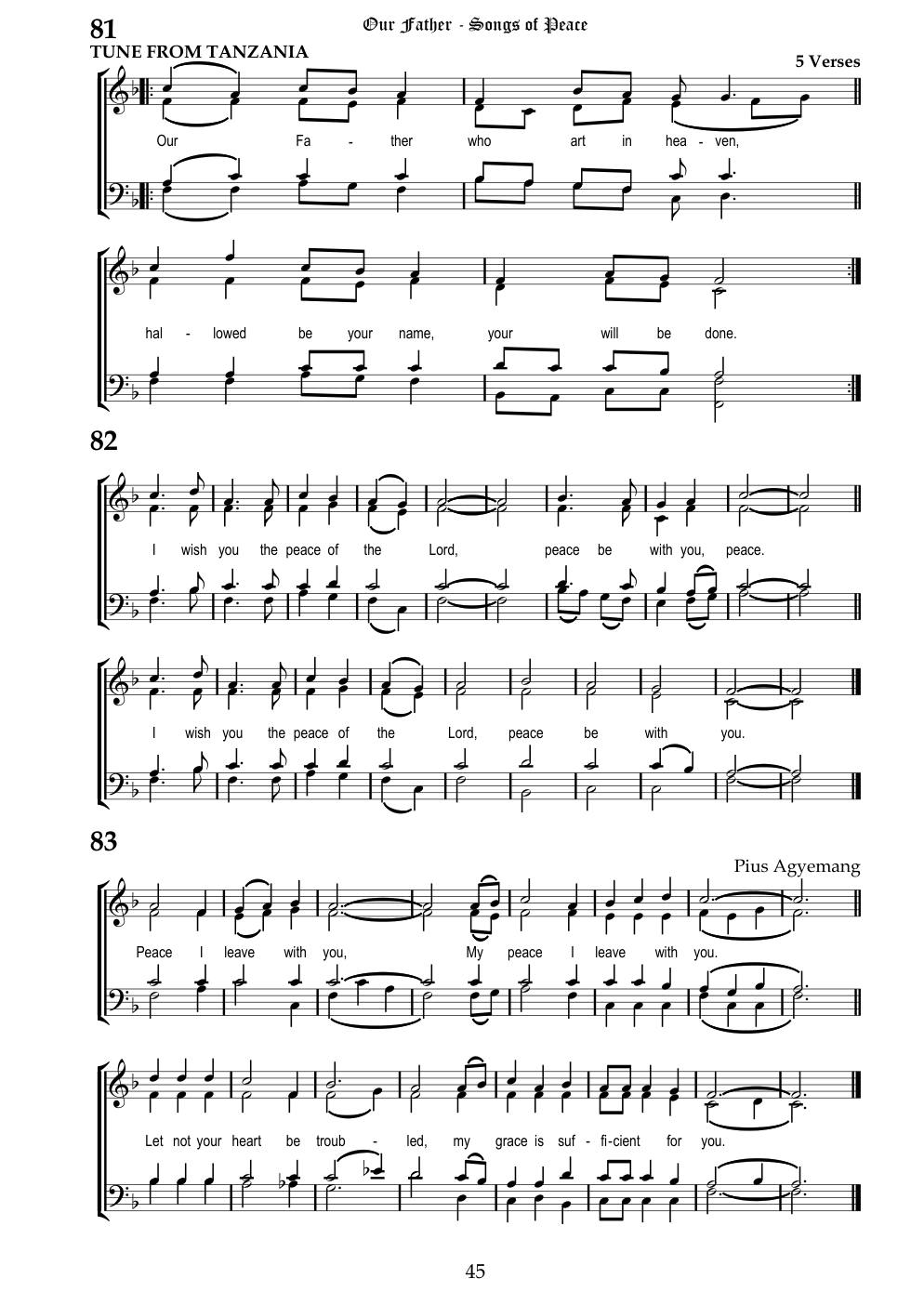CH 83 Peace I leave with you, — Staff Notation