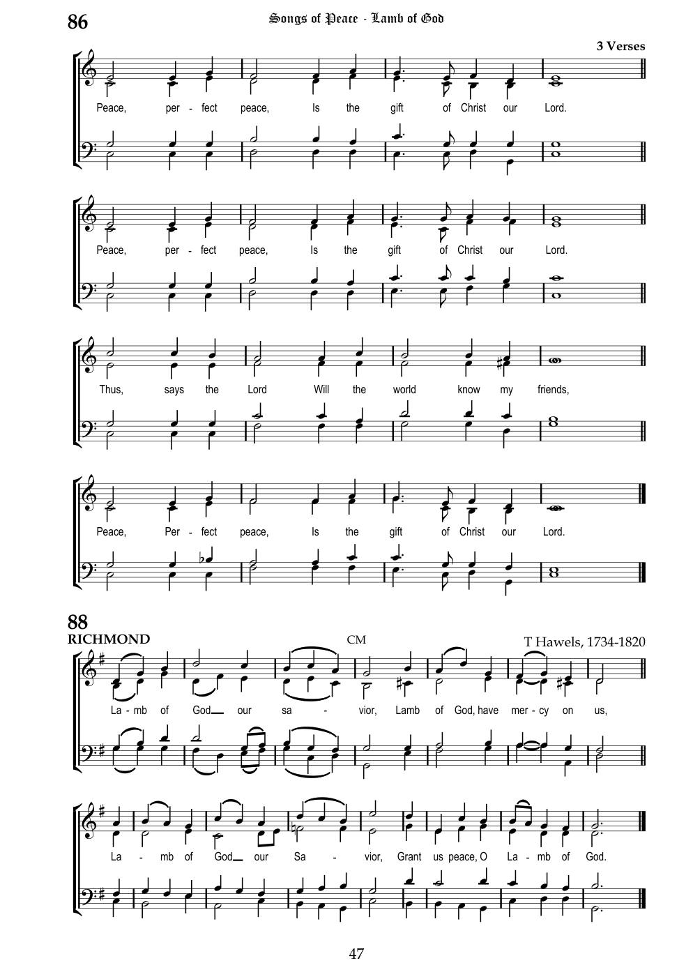 CH 86 Peace, perfect peace, — Staff Notation