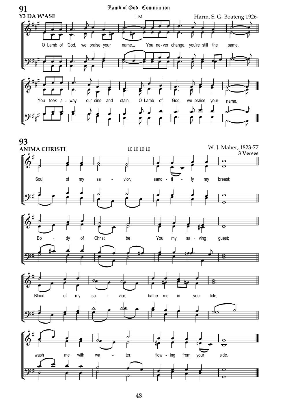 CH 91 O Lamb of God, we praise your name, — Staff Notation