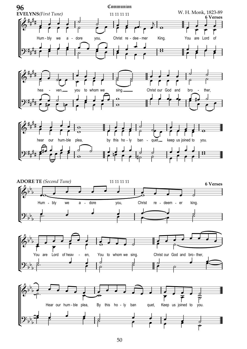 CH 96 Humbly we adore you, — Staff Notation