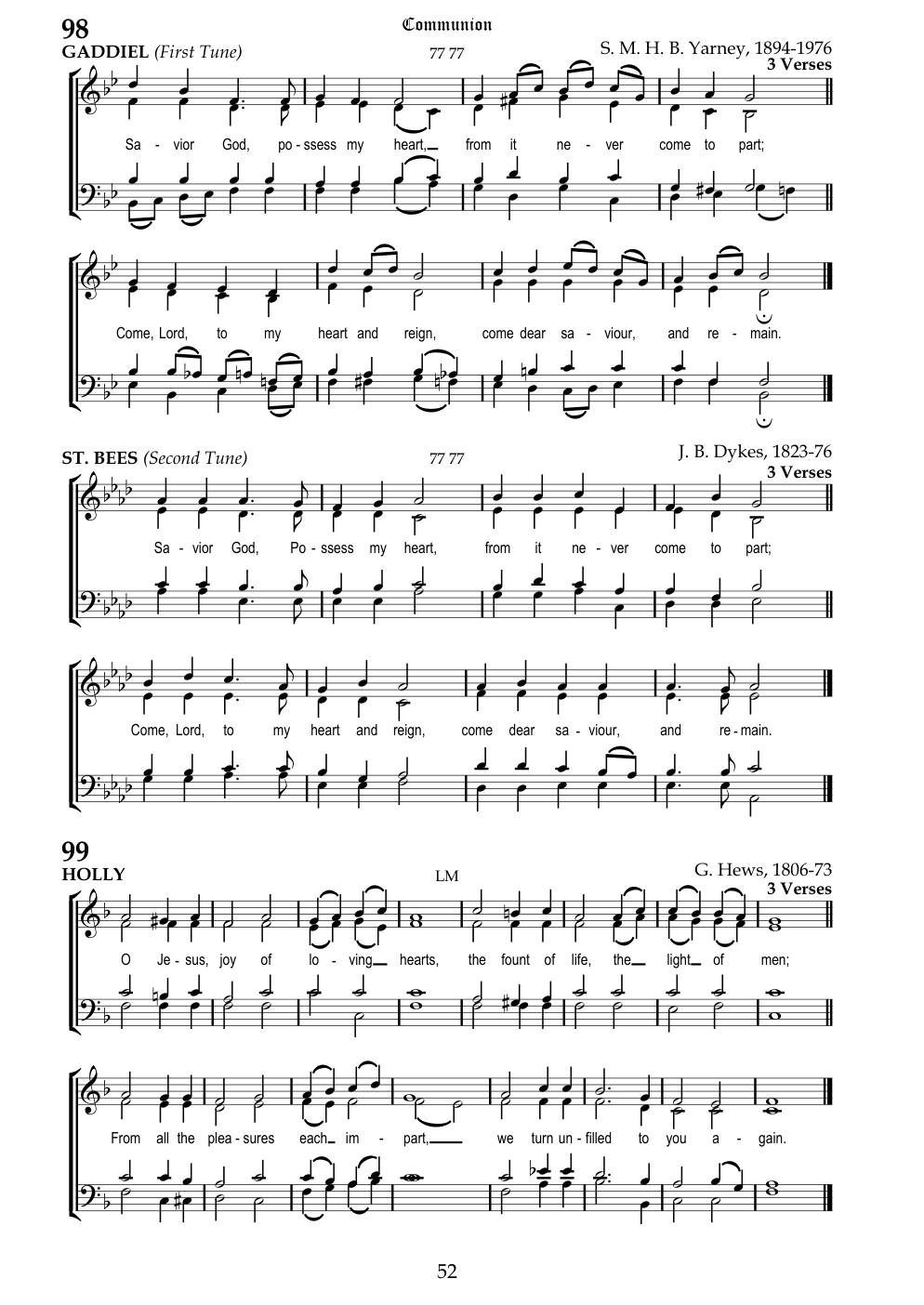 CH 99 O Jesus, Joy of loving hearts, — Staff Notation
