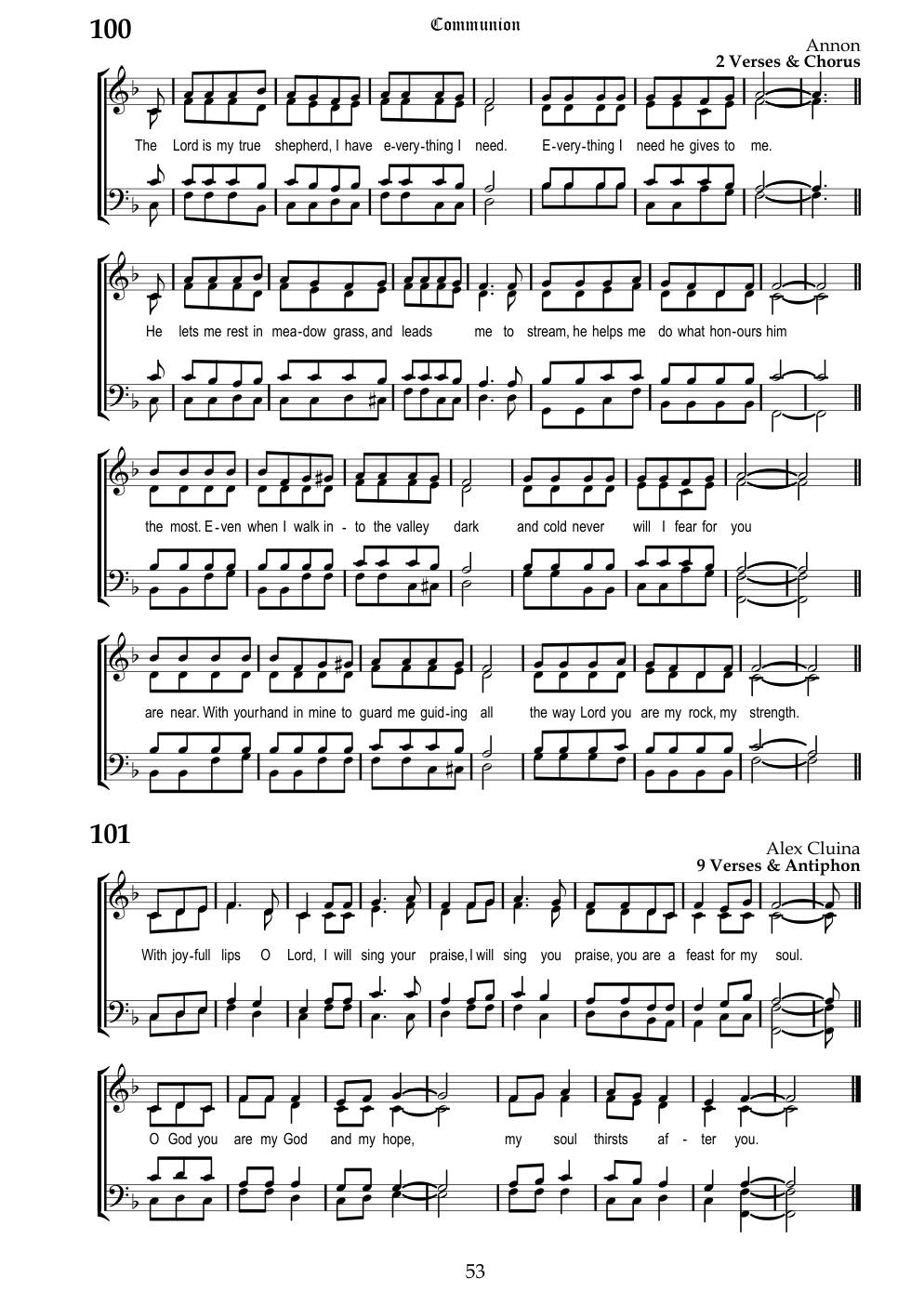 CH 100 The Lord is my true shepherd; — Staff Notation
