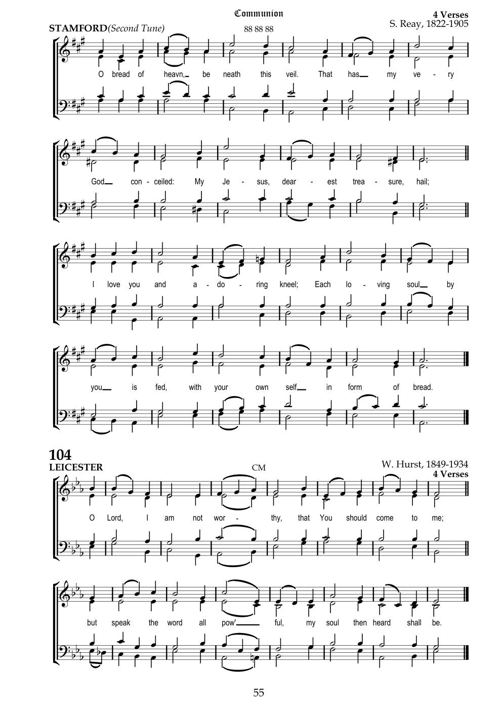 CH 103 O bread of heaven, beneath this veil — Staff Notation