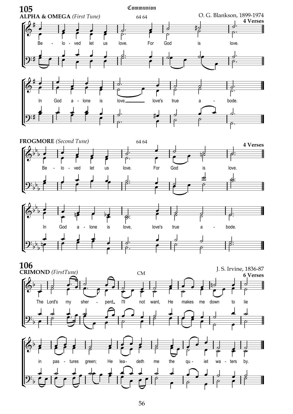 CH 105 Beloved, let us love: — Staff Notation