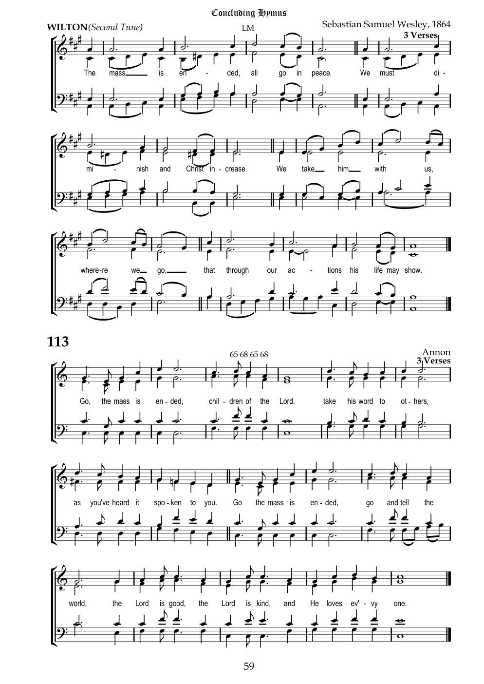 CH 112 The Mass is ended, all go in peace; — Staff Notation