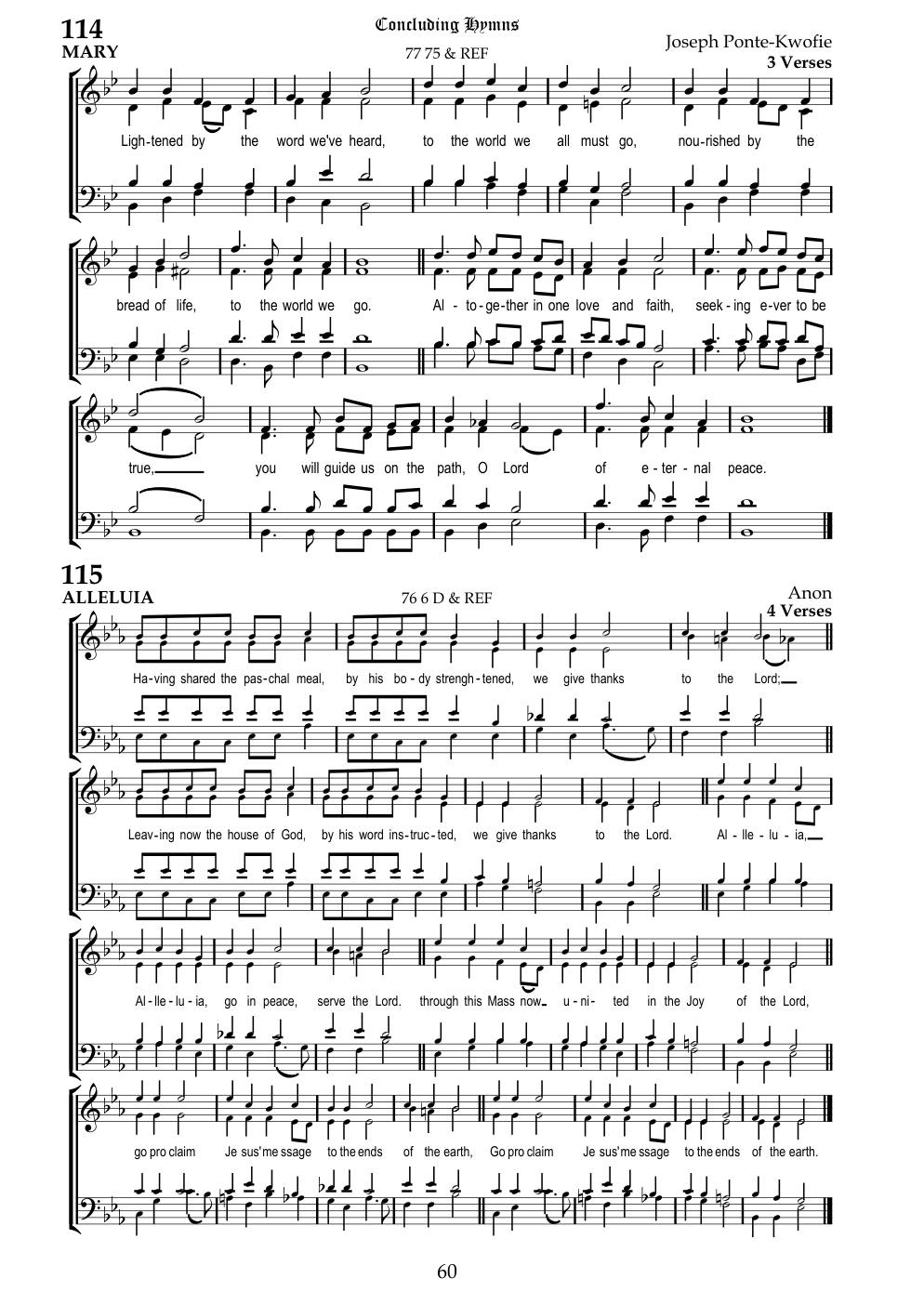 CH 114 Lightened by the word we've heard — Staff Notation
