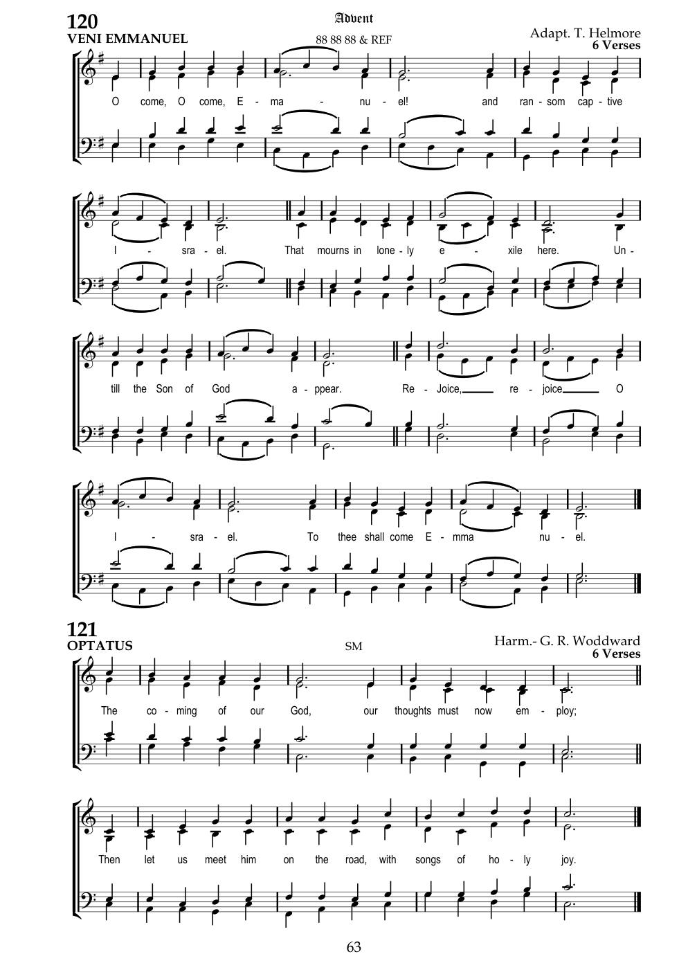 CH 120 O come, O come, Emmanuel — Staff Notation