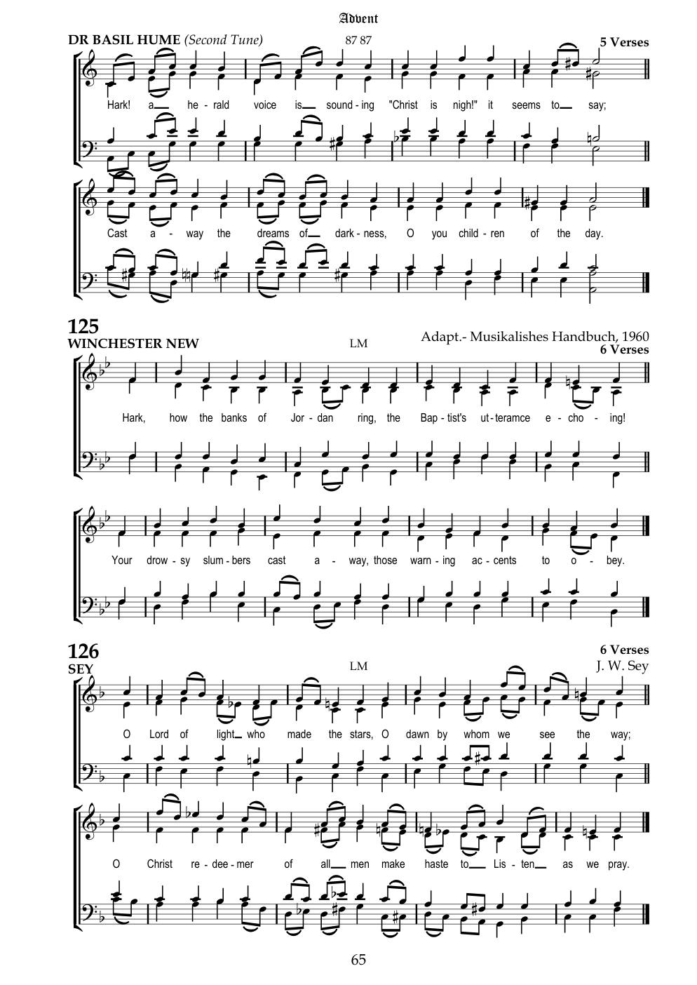 CH 124 Hark, a herald voice is sounding; — Staff Notation