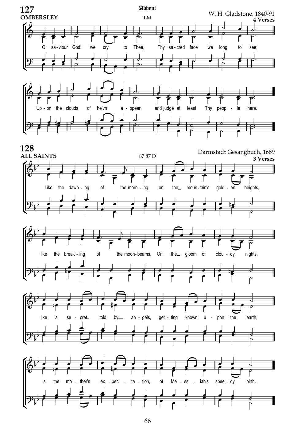 CH 127 O saviour God! We cry to thee, — Staff Notation