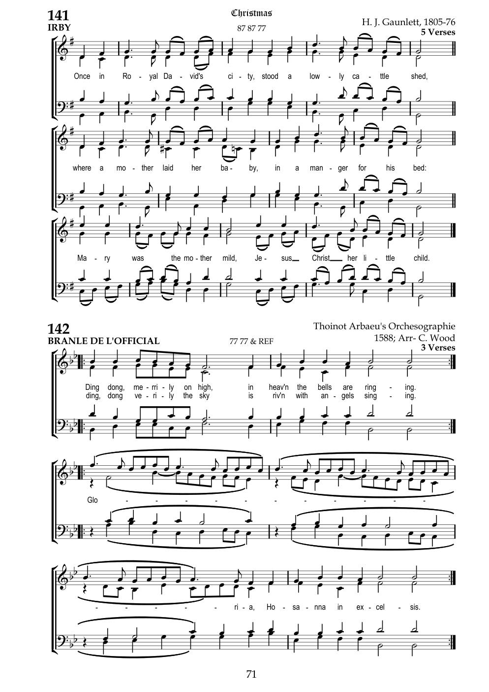 CH 141 Once in royal David's city — Staff Notation