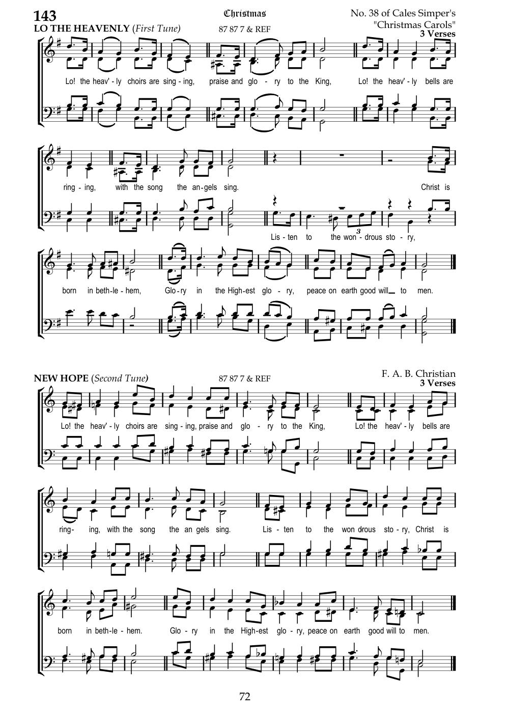 CH 143 Lo! The Heavenly choirs are singing — Staff Notation