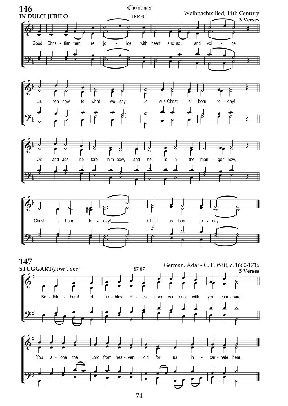 CH 147 Bethlehem, of noblest cities — Staff Notation