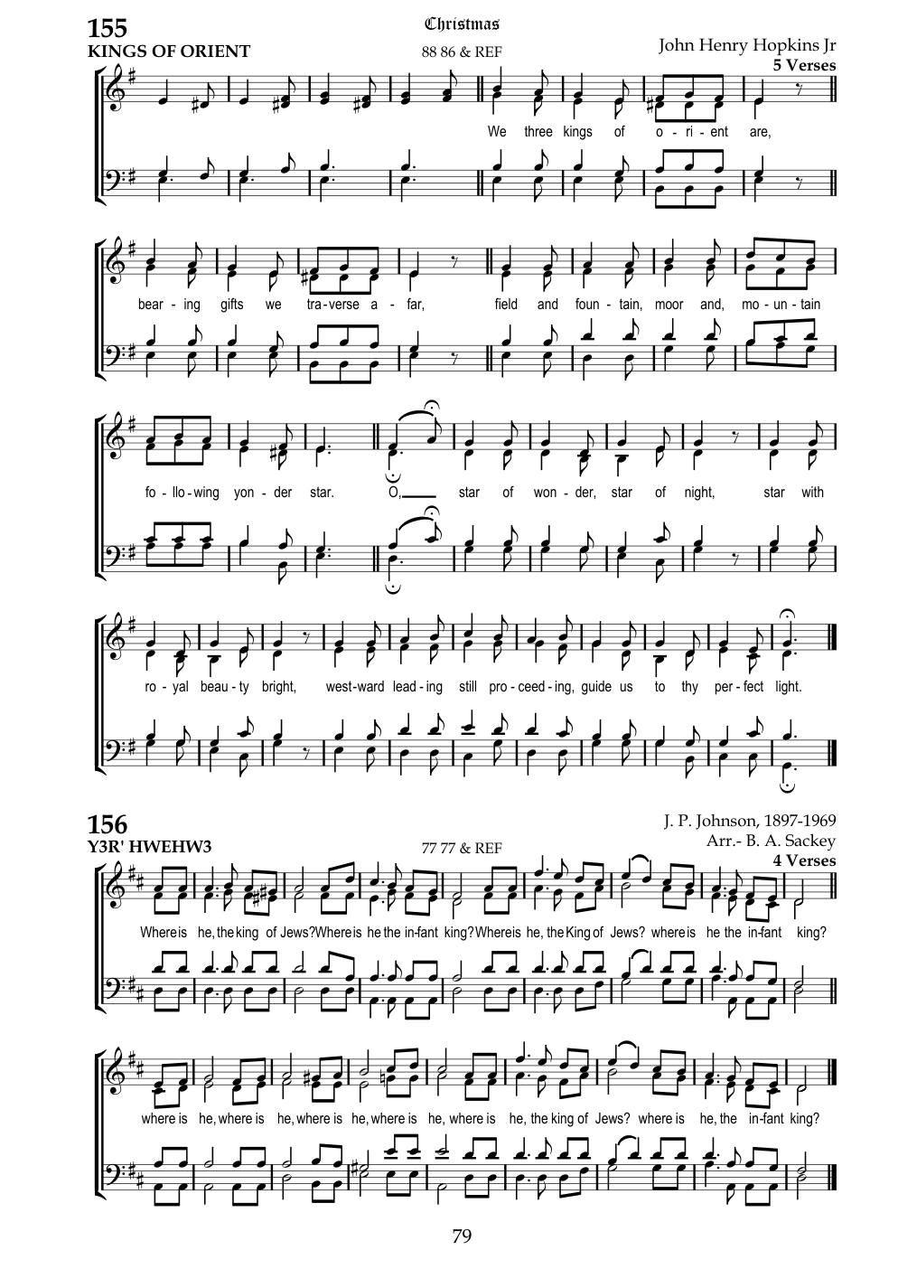 CH 156 Where is he, the King of Jews? — Staff Notation