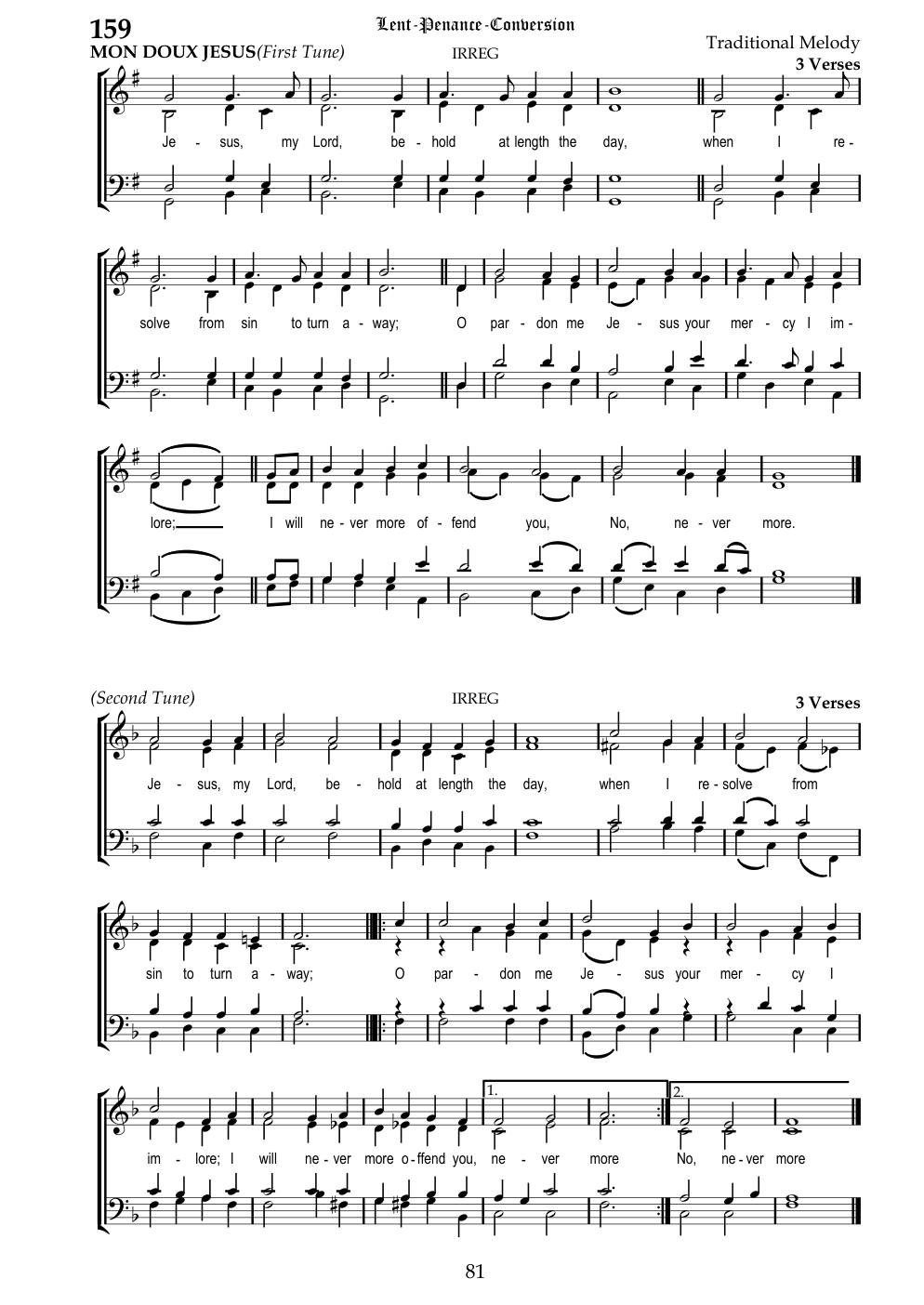 CH 159 Jesus, my Lord, behold at length the day, — Staff Notation