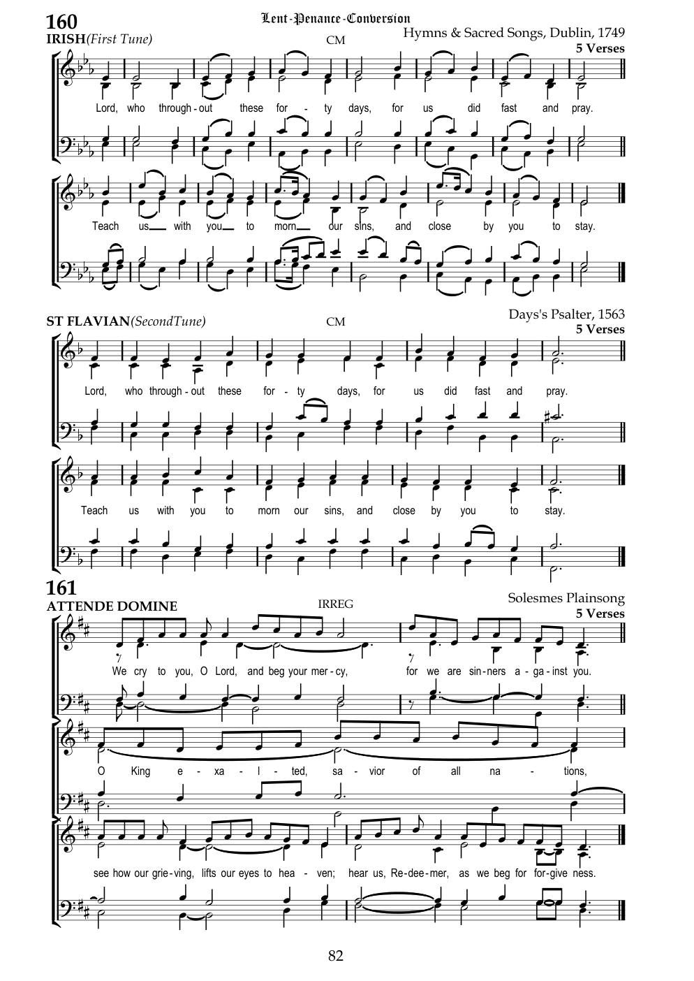 CH 160 Lord, who throughout these forty days — Staff Notation