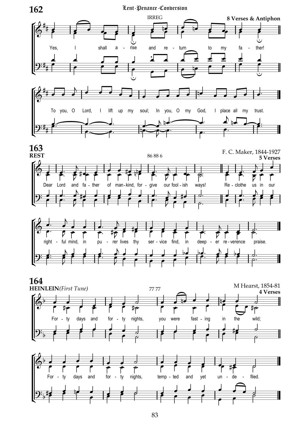 CH 163 Dear Lord and Father of mankind, — Staff Notation