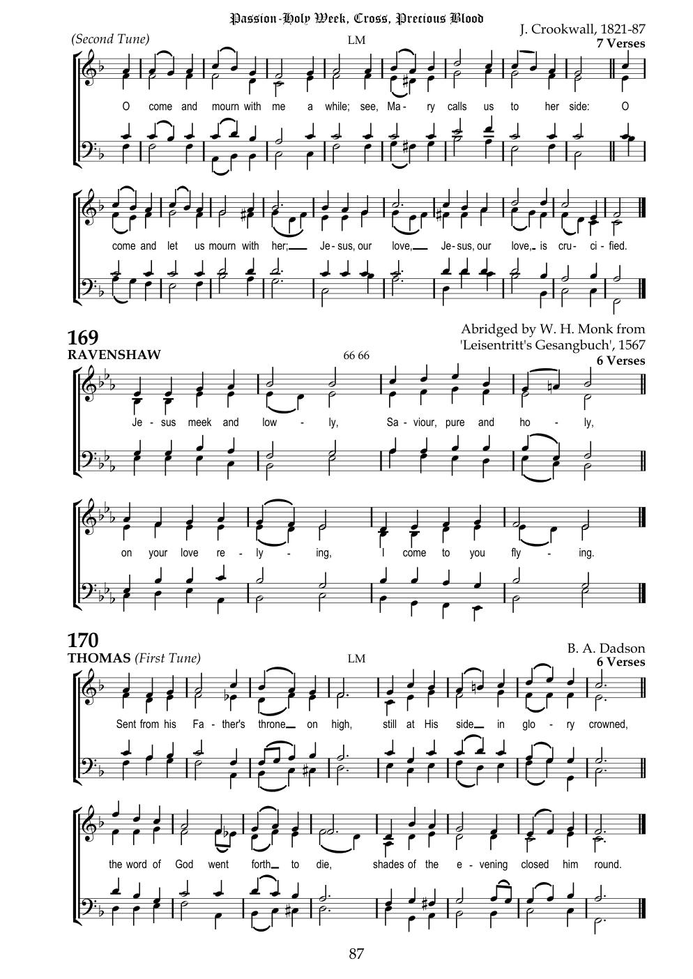 CH 169 Jesus, meek and lowly, — Staff Notation