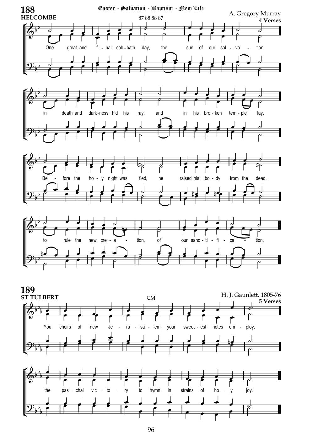 CH 188 One great and final Sabbath day, — Staff Notation