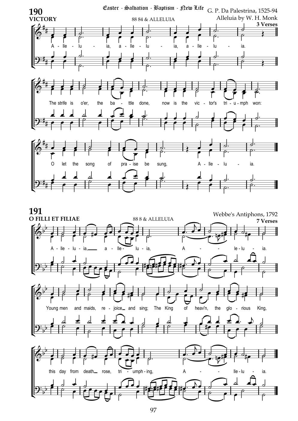 CH 191 Alleluia, alleluia, alleluia! — Staff Notation