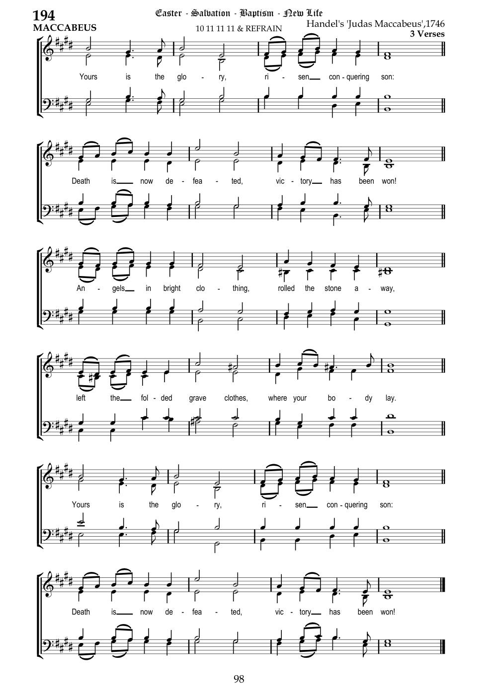 CH 194 Yours is the glory, — Staff Notation