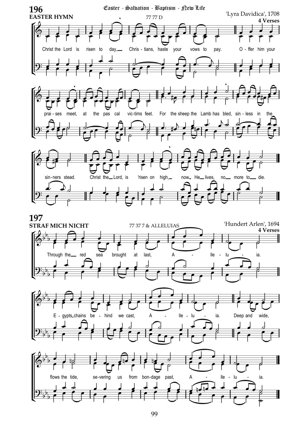 CH 197 Through the Red Sea brought at last, — Staff Notation