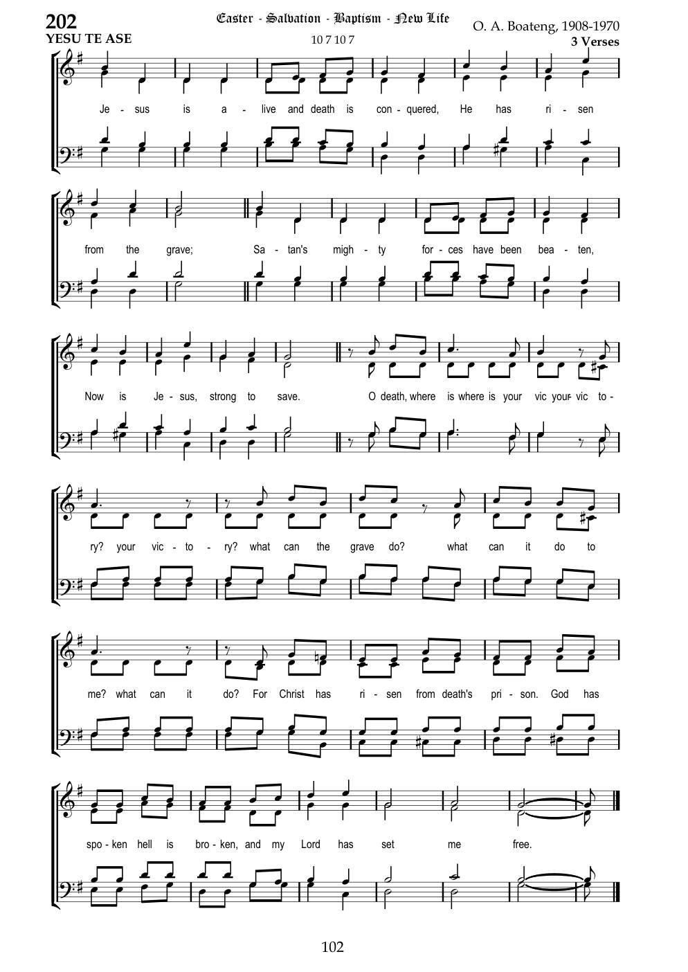 CH 202 Jesus is alive and death is conquered — Staff Notation