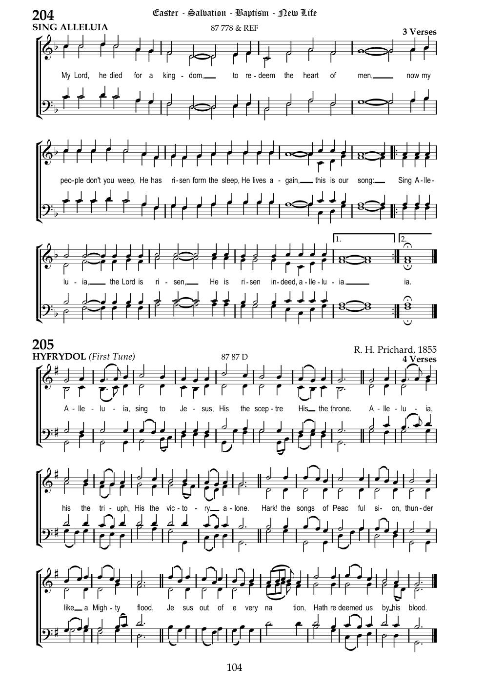 CH 204 My Lord, He died for a kingdom, — Staff Notation