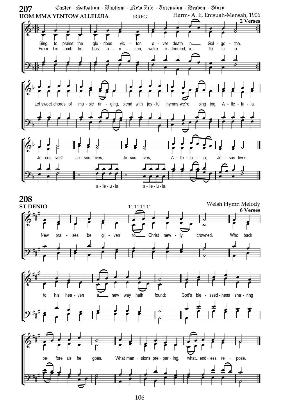 CH 208 New praises be given to Christ newly crowned, — Staff Notation