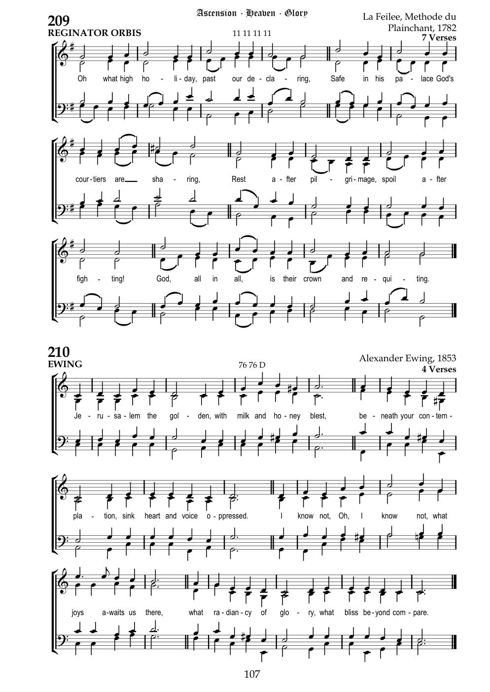 CH 209 Oh what high holiday, past our declaring. — Staff Notation