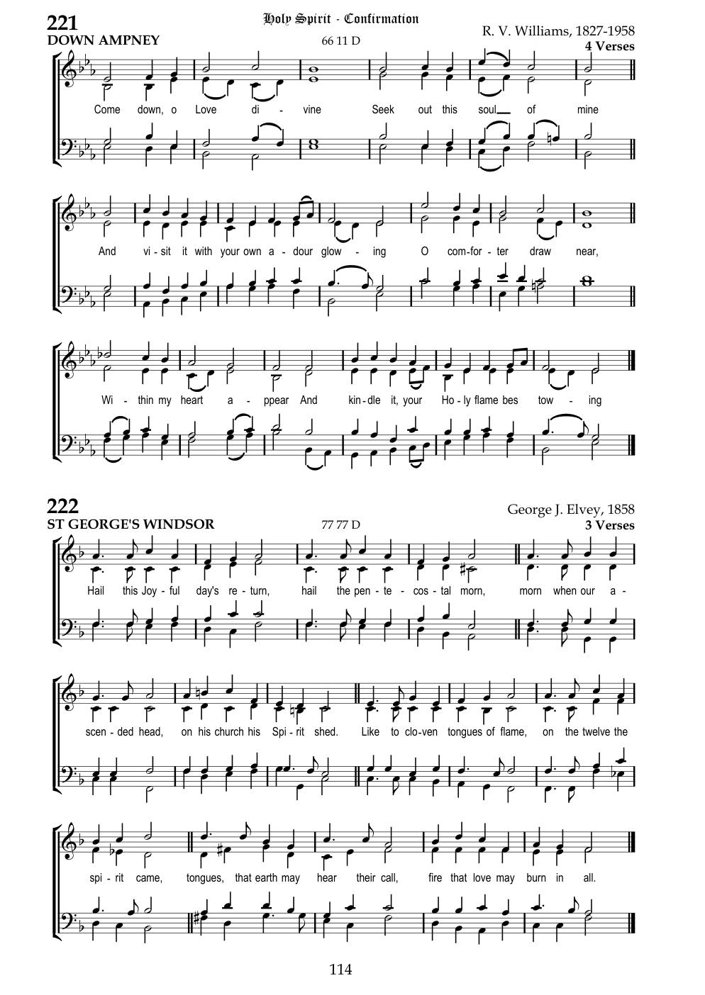 CH 221 Come down, O love divine, — Staff Notation